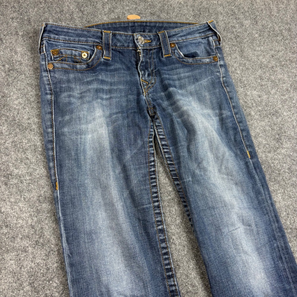 True Religion Straight Leg Jeans Blue Medium Wash WLH502Y9M Womens 30x32